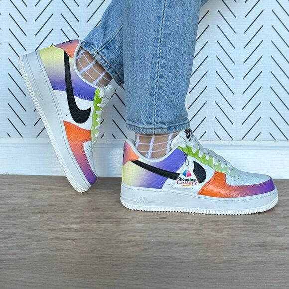 🤩Nike Air Force 1 Low '07 Sz 7.5 Womens Shoes Purple Orange Gradient FD0801-100